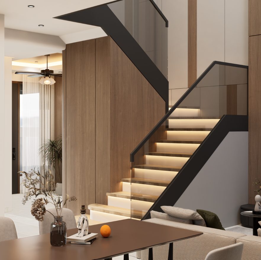 Staircase interior render.