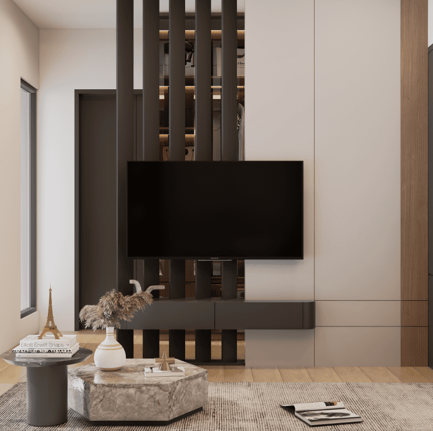 Media wall kamar tidur utama