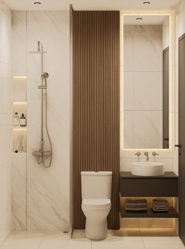 First child’s bathroom interior render.