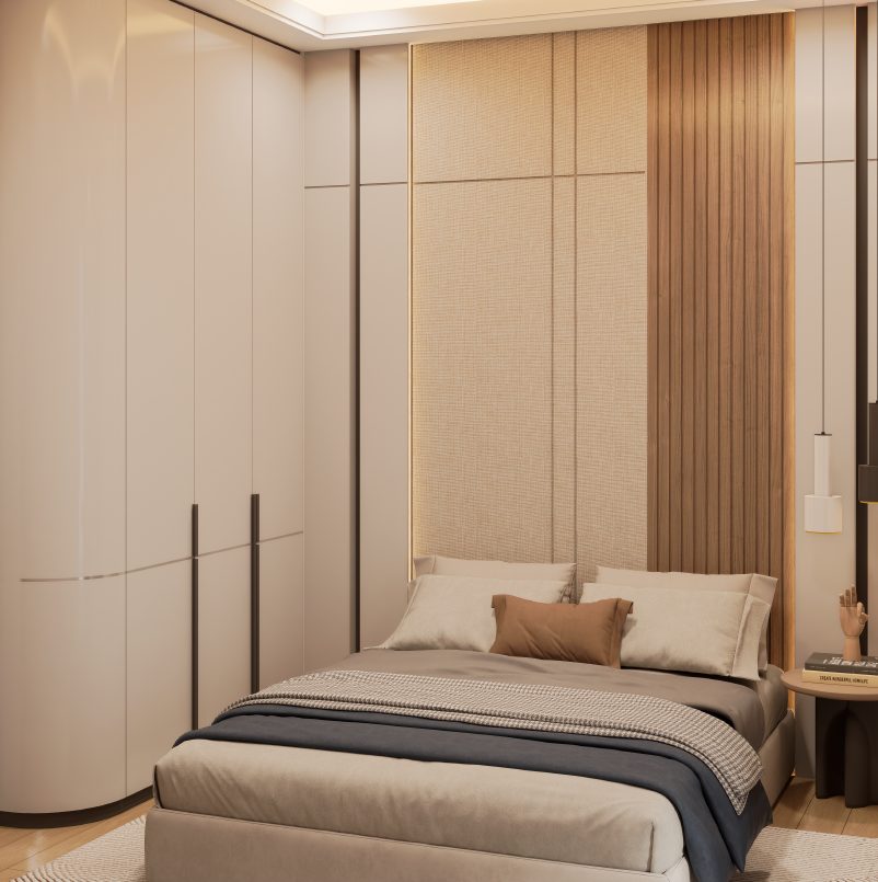 Second child’s bedroom interior render.
