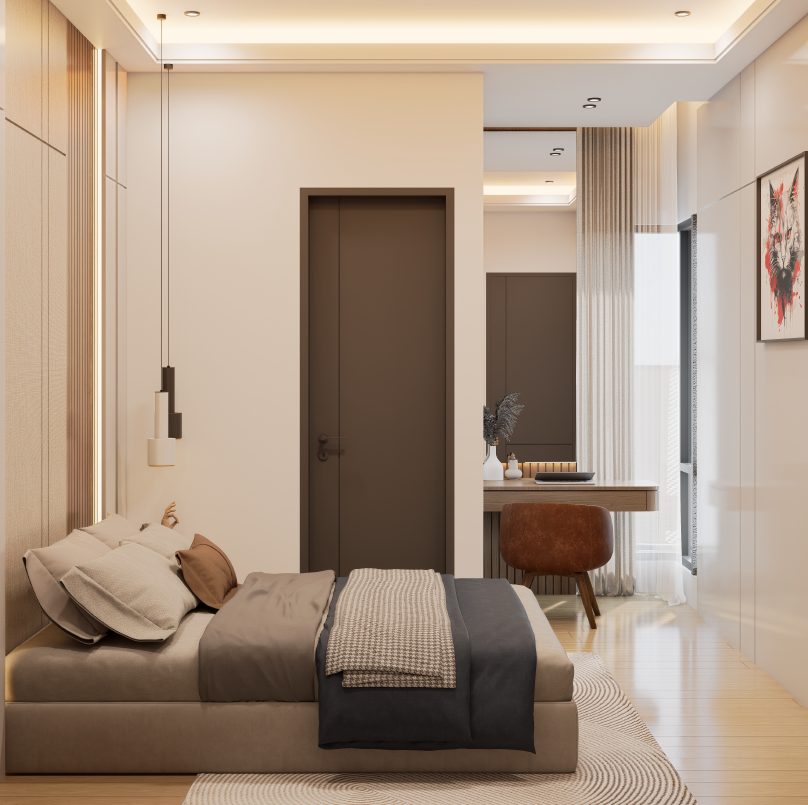 Second child’s bedroom interior render.